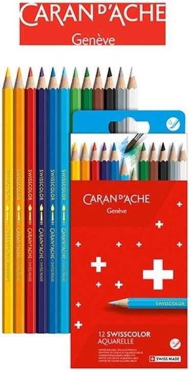 Actual product image Caran d'Ache Coloured pencils Swisscolor Aquarelle,12pcs cardboard box (Multicolor, 12 x)