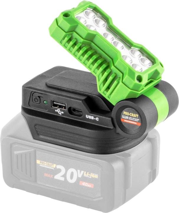 Produktbild Procraft LL20bb Akku LED Strahler 20 V 500 lm + 2x Akku 2,0 Ah + Ladegerät (500 lm)