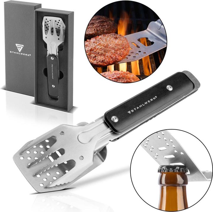 Actual product image Stahlwerk BBQ multitool barbecue set with barbecue tongs barbecue fork barbecue turner