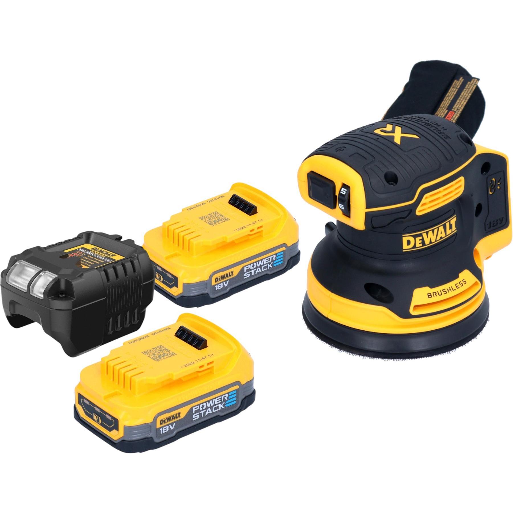DeWalt, Rettificatrice + lucidatrice, Levigatrice rotorbitale a batteria DCW 210 E2 18 V 125 mm brushless + 2x batteria Powerstack (Levigatrici rotorb