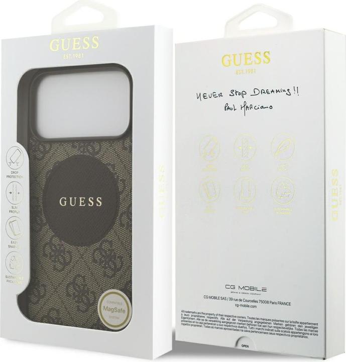 Productafbeelding Guess - 4G Circle Classic Logo MagSafe (GUHMP17XP4PGRSGW) - iPhone 17 Pro Max - Brown (Apple iPhone 17 Pro Max)
