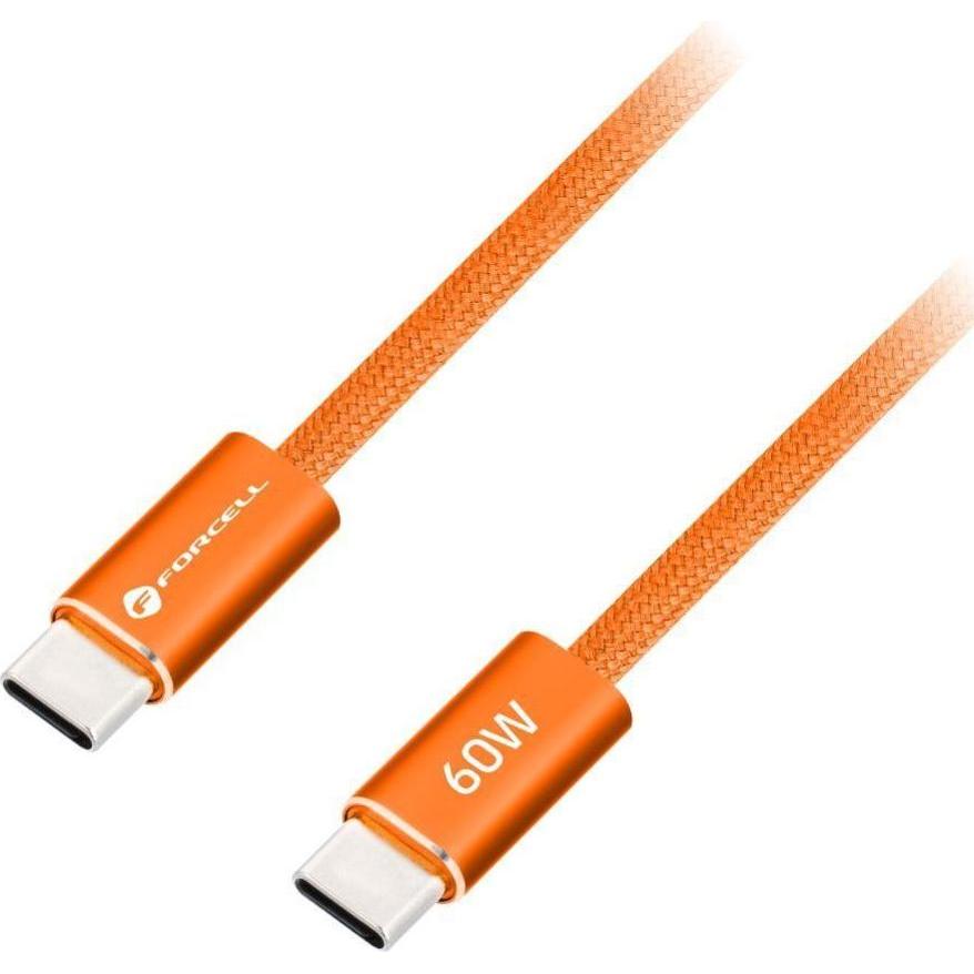 Forcell Cable Cable USB C to USB C F-Energy QC4.0 PD 3A 60W Cafule Color 1,2 m ACYH23 orange (1.20 m, 60 W), Cavo USB