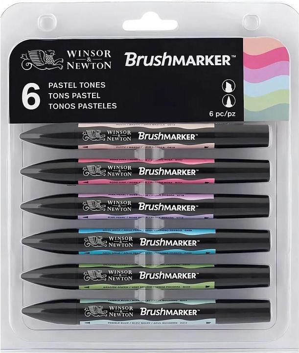 Winsor & Newton Brush marker set 6pcs pastel colours (6x)