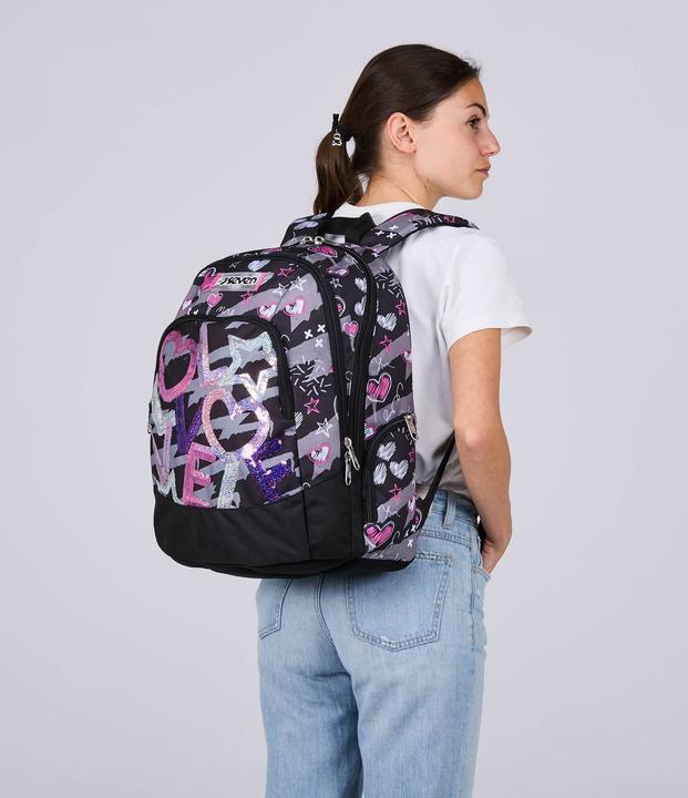 Actual product image Seven Advanced School Backpack Draft Heart Black (32 l)