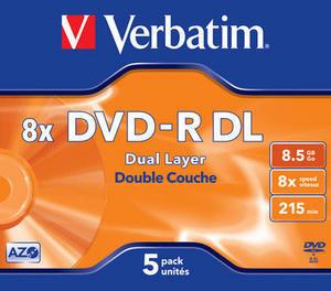 Produktbild Verbatim DVD-R, Dual Layer 8x, 8.5GB, 5er Jewel Pack (5 x)