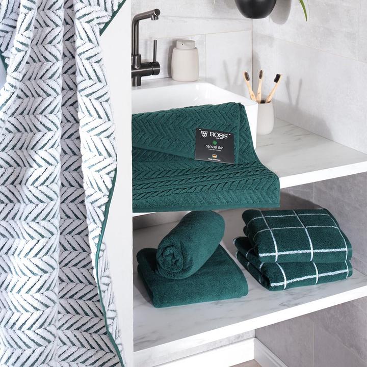 Actual product image Ross Uni towels Sensual Skin 9002 Plait pattern with coloured base chain (50 x 100 cm, 70 x 140 cm)