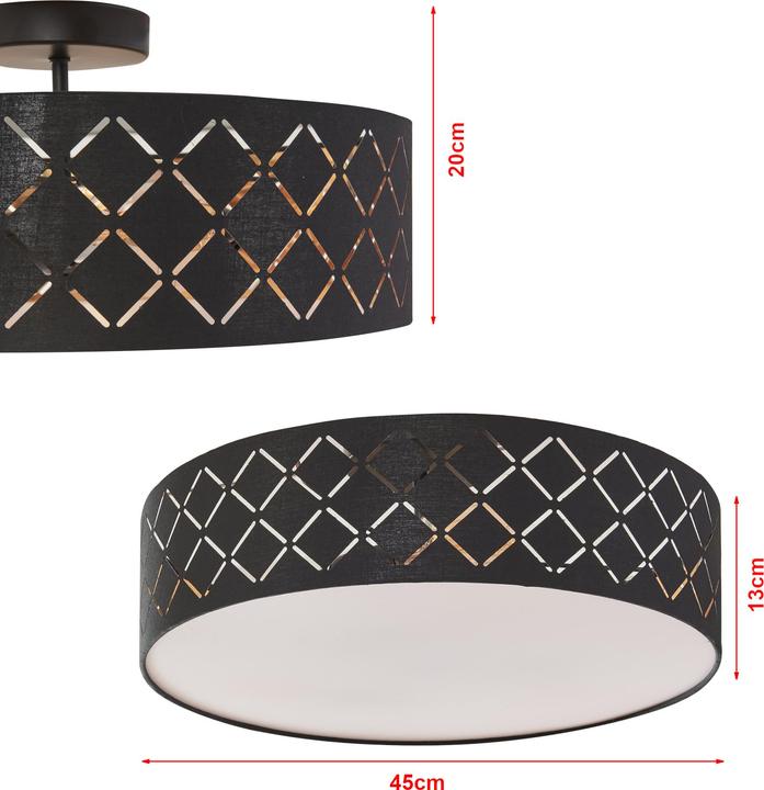 Produktbild Lux.Pro Deckenleuchte Bay Schwarz/Weiss (E27)