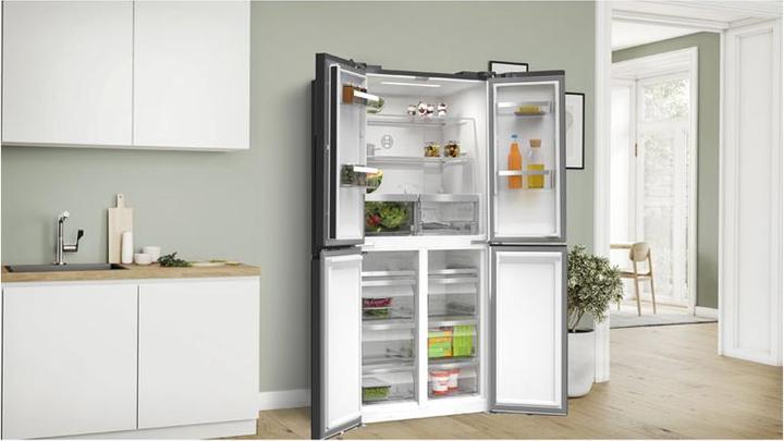 Actual product image Bosch Hausgeräte Series 4, multi-door fridge-freezer, glass front, 189.5 x 85.5 cm, black, KMC85LBEA (547 l)