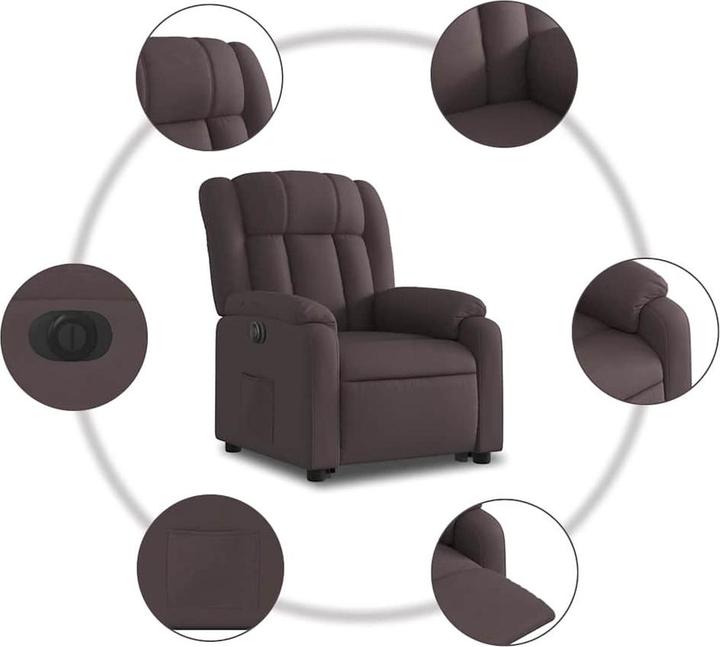 Actual product image vidaXL Recliner with stand-up aid Electric TV armchair Dark brown fabric