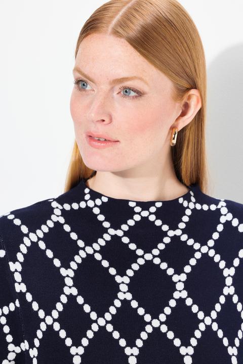 Immagine prodotto Ulla Popken Maglione con jacquard, pallini, collo alto e maniche lunghe (42, 44)