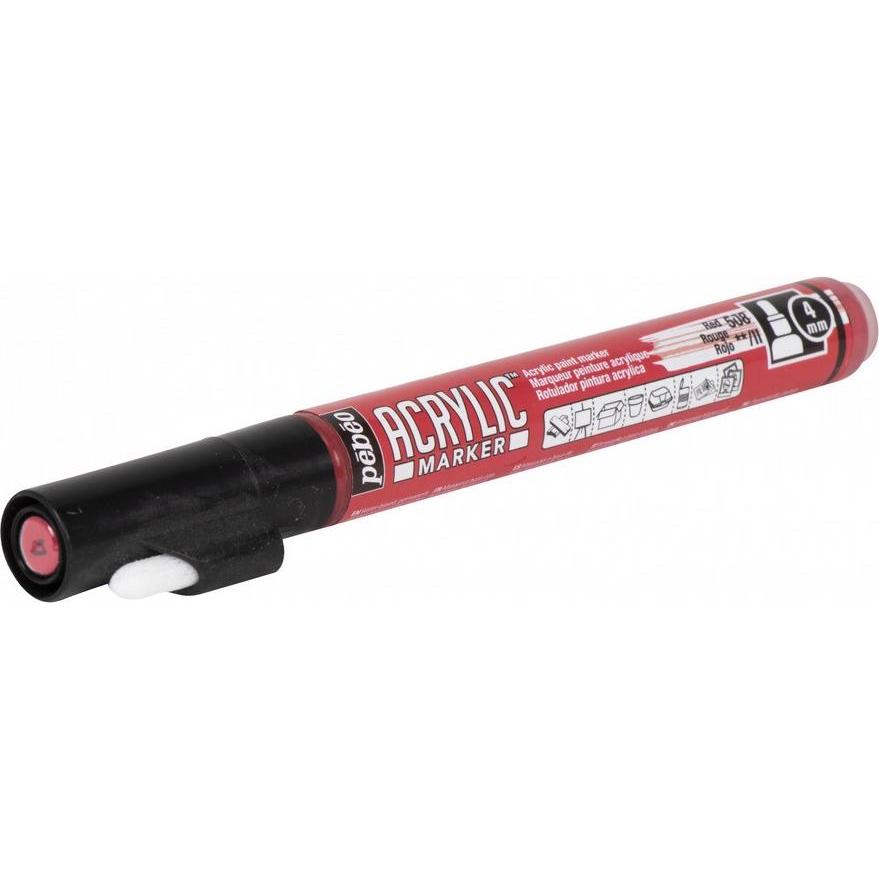Pebeo, Marker, Acrylic Marker Medium Rundspitze 4mm (Rot, 4 mm)
