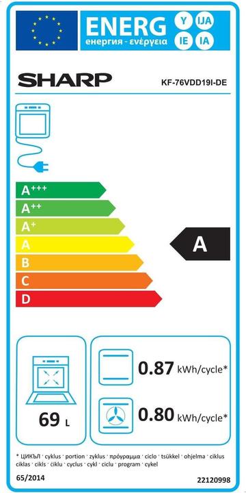 Label énergétique Sharp KF-76VDD19W-FR Vitrocéramique avec minuterie
