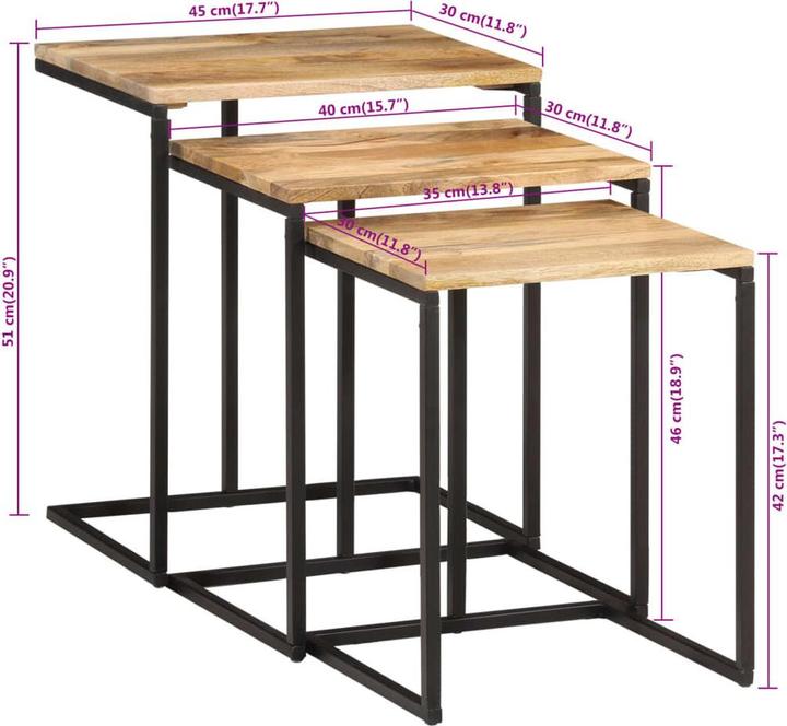 Image du produit vidaXL Satztisch (45 x 30 x 46 cm)
