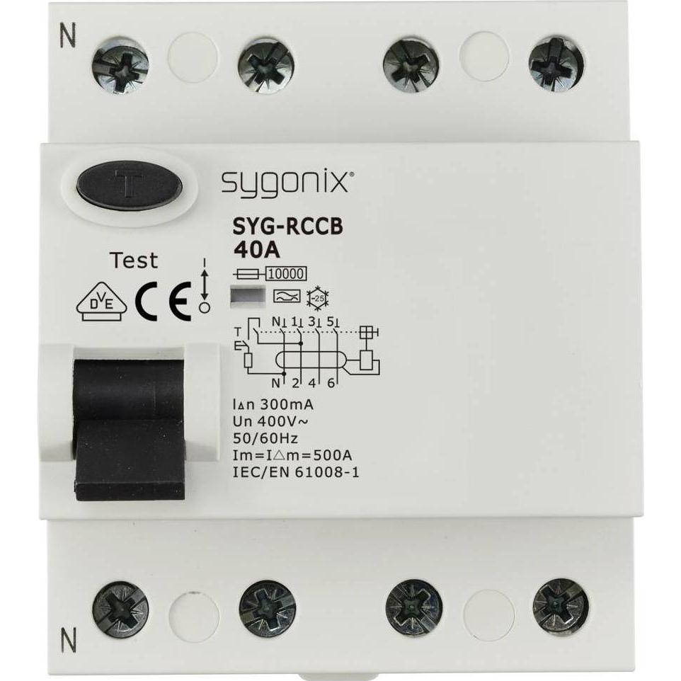 Thumbnail - Sygonix, Schutzschalter, SY-6438022 SYG-RCCB 3P+N/A40/10kA/300mA Fehlerstrom-Schutzschalter A