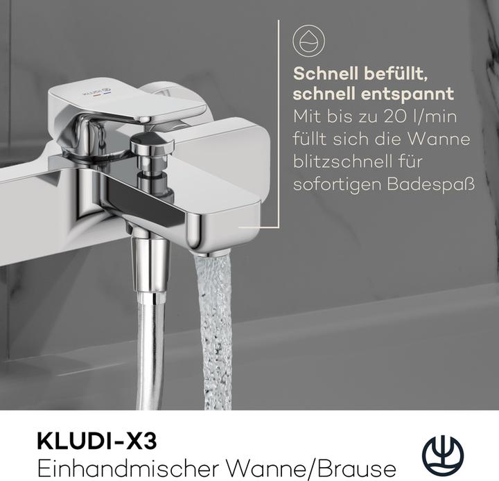 Produktbild Kludi X3 Wannenarmatur Aufputz, Wannenfüll- und Brause-Einhandmischer