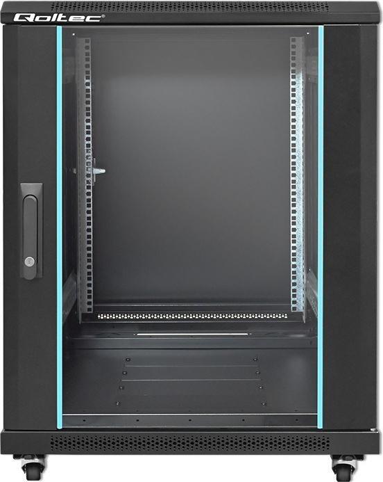 Produktbild Qoltec Szafa RACK 19" | 15U | 600 x 600 x 855 | hartowane drzwi | stojąca | nóżki + kółka | stalowa (15 HE, 19 Zoll Rack)
