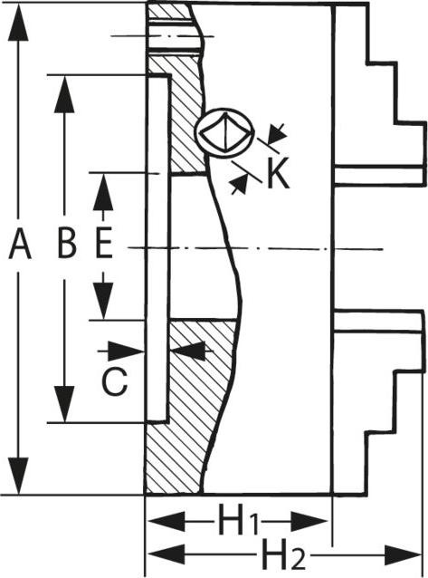 Immagine prodotto Röhm Mandrino a tre griffe per tornio, acciaio, centratura cilindrica, DIN 702-4, esterno⌀ A: 100mm