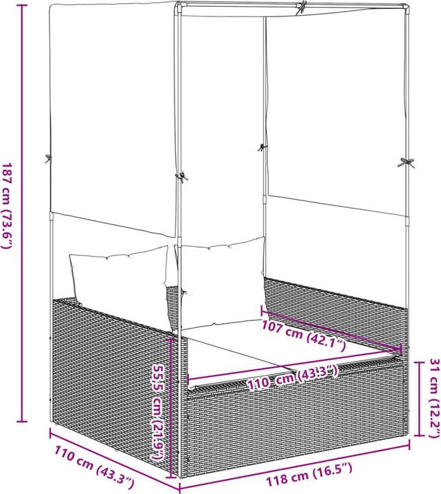 Immagine prodotto vidaXL Doppel-Sonnenliege (118 cm)