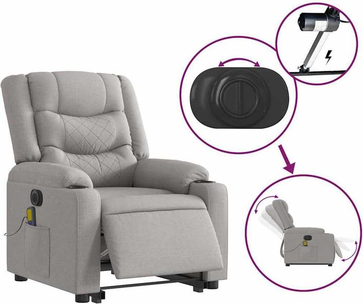 Produktbild VidaXL Massagesessel mit Aufstehhilfe Elektrisch Wolkengrau Stoff