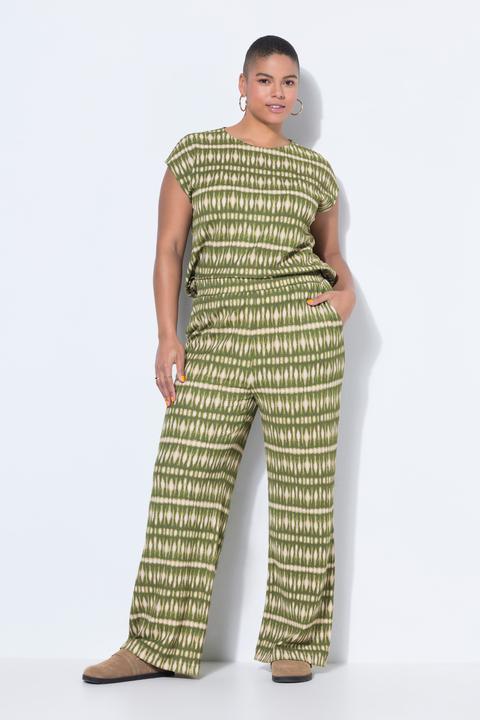 Image du produit Studio Untold Pantalon texturé, jambe large et taille élastique, imprimé (54)
