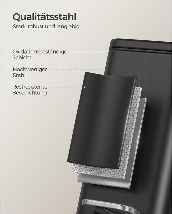 Image du produit Songmics Kosmetikeimer 5 l, Schwarz, Anzahl Behälter: 1 (5 l)