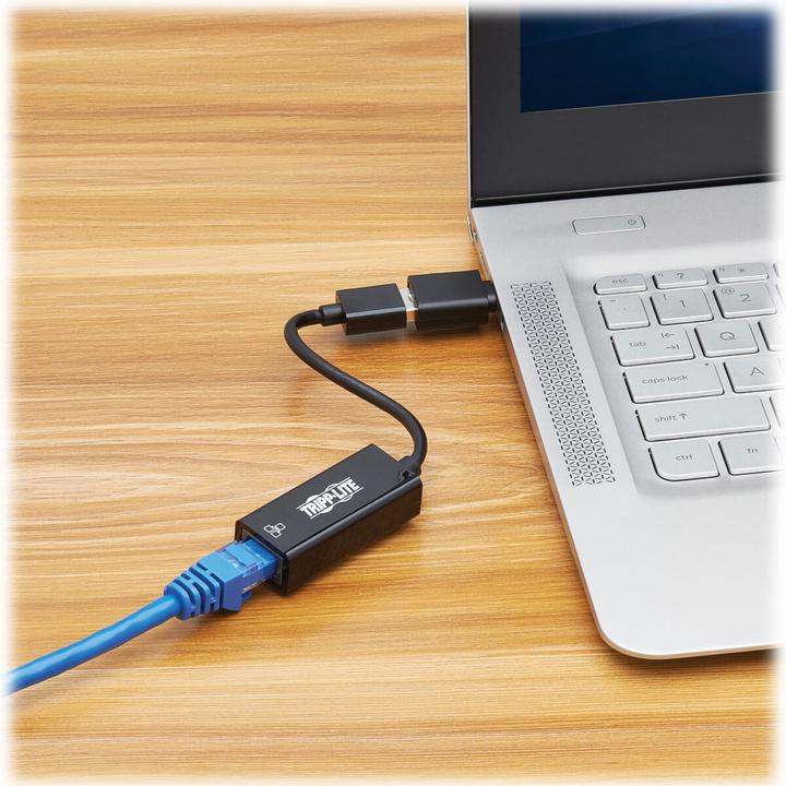 Actual product image Eaton U336-000-GB-CA USB-C, USB-A to RJ45 Gigabit Ethernet Network Adapter (2xM/F), USB 3.2 Gen 1, Black (USB, RJ45 (1x))