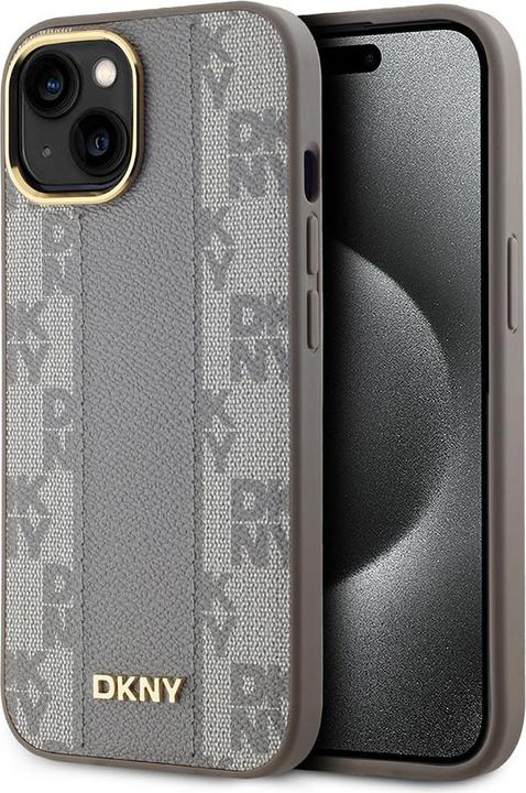 Produktbild DKNY PU Leather Checkered Pattern Magsafe Case for iPhone 15 Beige (Apple iPhone 15)