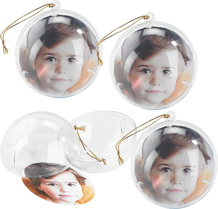 Immagine prodotto Your Design Set di 4 palline trasparenti per l'albero di Natale per le tue foto (4 -parte)