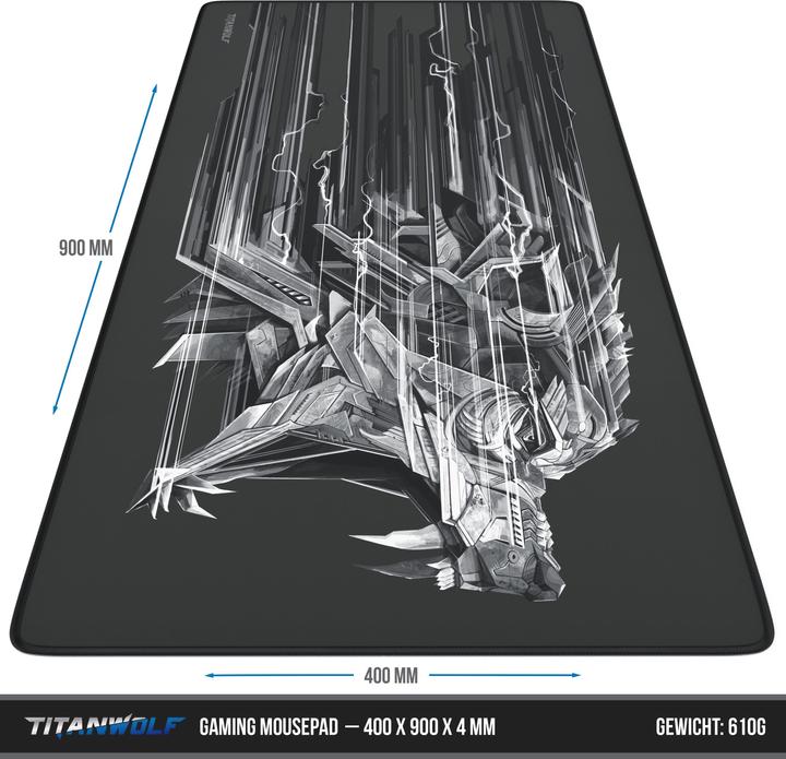 Actual product image Titanwolf Gaming mouse pad, 900 x 400mm XXL mouse mat, improves precision & speed, black (Wide)