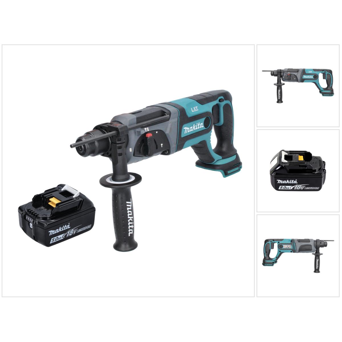 Makita, Bohrmaschine + Akkuschrauber, DHR 241 T1 Akku Bohrhammer 18 V 2,0 J SDS plus + 1x Akku 5,0 Ah - ohne Ladegerät (...