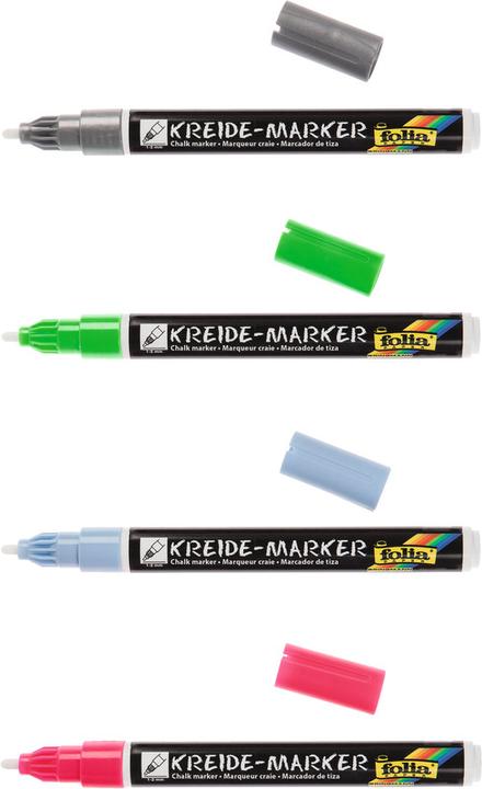 Produktbild Folia Kreide Marker (Grün, Gelb, Rot, Orange, Hellblau, 2 mm, 5 x)