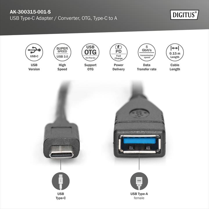 Produktbild Digitus AK-300315-001-S (0.15 m, USB 3.2 Gen 1)
