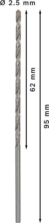 Immagine prodotto Bosch Professional Zubehör Punta PRO Metal HSS-G, 2,5 x 62 x 95 mm (2,5 mm)
