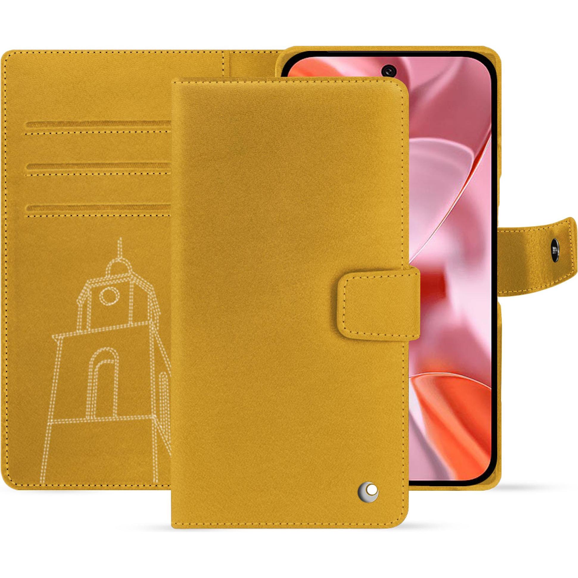 Noreve Lederschutzhülle Google Pixel 9 (Google Pixel 9), Smartphone Hülle, Orange