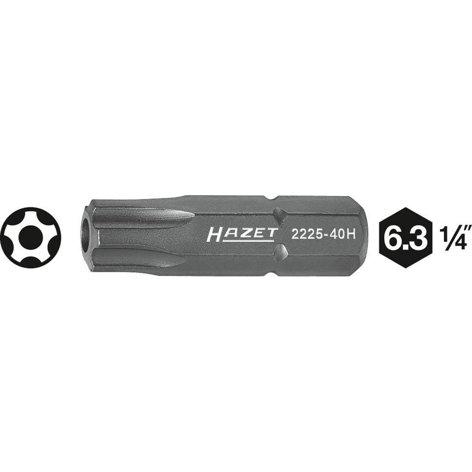Thumbnail - HAZET, Bits, 5-Stern Bit 2225-25H ∙ Sechskant6,3 (1/4 Zoll) ∙ Innen 5-Stern Profil mit Zapfen ∙ 25H (25H)