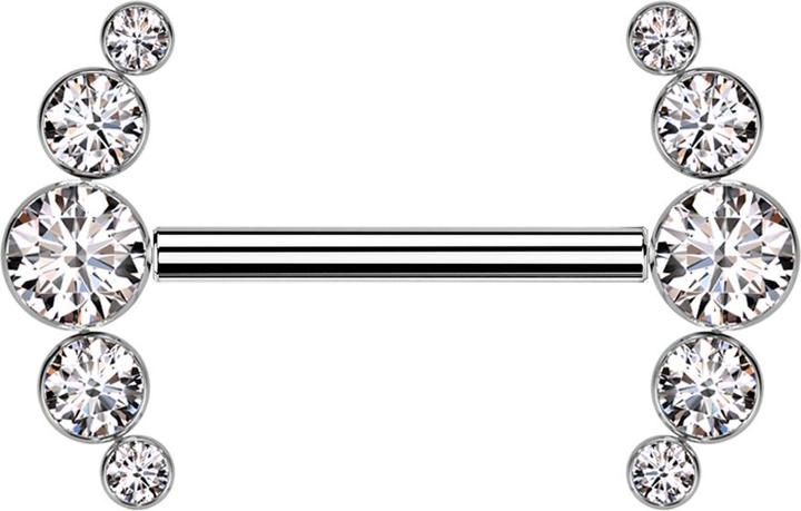 Immagine prodotto Star Piercing Threadless Barbell argento anteriore cinque cristalli argento (senza ottone, Titanio)