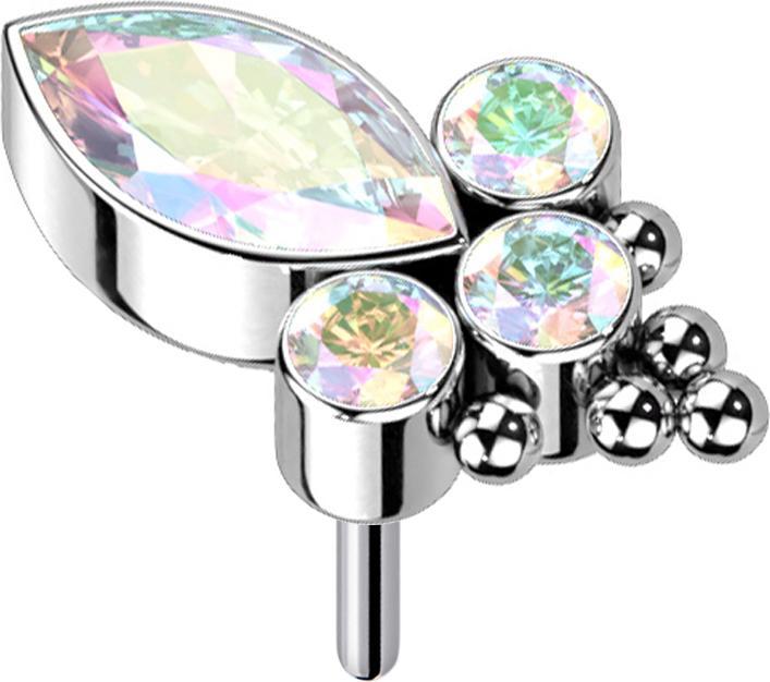 Immagine prodotto Star Piercing Cristallo ovale multicolore e tre cristalli multicolori (senza ottone, Titanio)