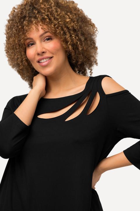 Actual product image Ulla Popken Asymmetric Petal Cutouts A-line Fit Stretch Knit Top (42, 44)