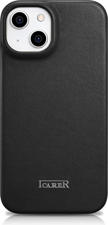 Actual product image iCarer CE Premium Leather Folio Case iPhone 14 Plus Magnetic Flip Leather Folio Case MagSafe black ( (Apple iPhone 14 Plus)
