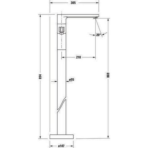 Thumbnail - Duravit, Badarmatur, Einhebel-Wannenmischer D-NEO bodenstehend, Ausladung 210mm chrom