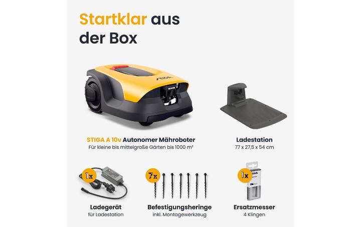 Produktbild Stiga Autonomer Mähroboter A10v inkl. Akku (600 m²)