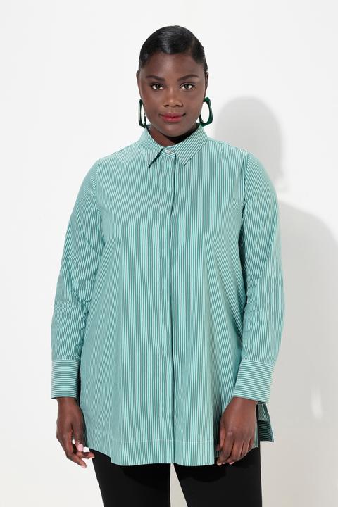 Immagine prodotto Ulla Popken Camicia con righe, colletto da camicia e maniche lunghe (60)