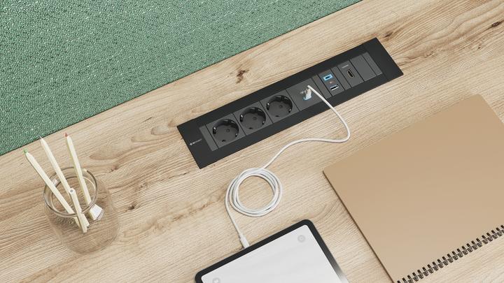 Actual product image IB Connect INTRO2.0 power strip white 1x type 13 1x USB-A/C 1x empty (1x, Type 13)