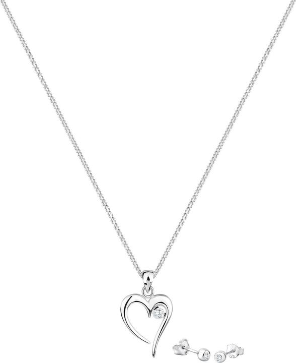 Image du produit Elli Ensemble de bijoux Coeur Solitaire Zirconia In Love 925 Argent Sterling (Argent sterling 925)