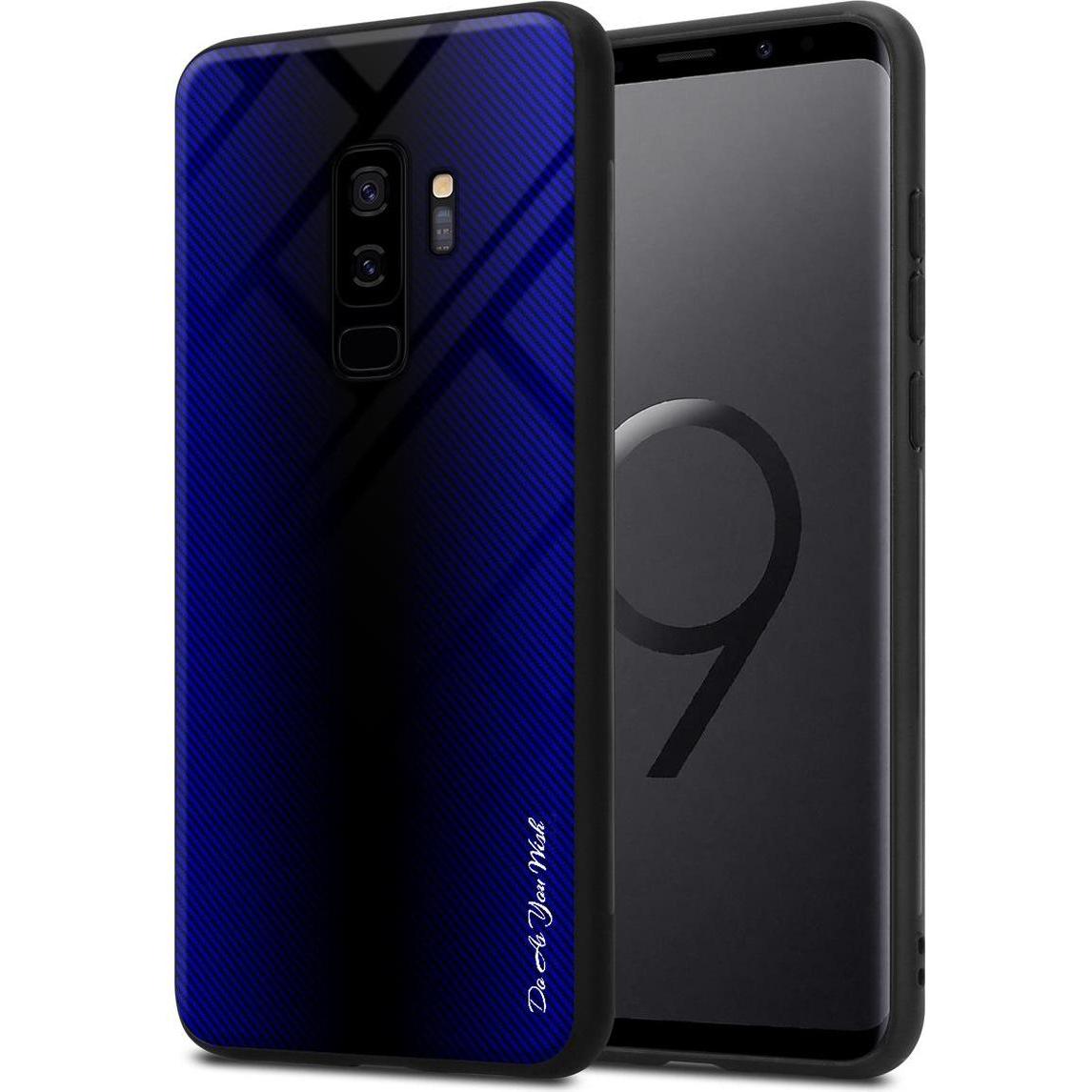 Cadorabo TPU Gestreiftes Glas Cover (Samsung Galaxy S9+), Smartphone Hülle, Violett