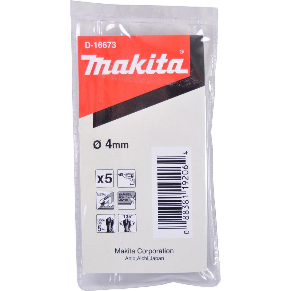 Thumbnail - Makita, Bohrereinsatz, Bohrer HSS-CO 4.0x75mm 5Stk (4.0 Millimeter)