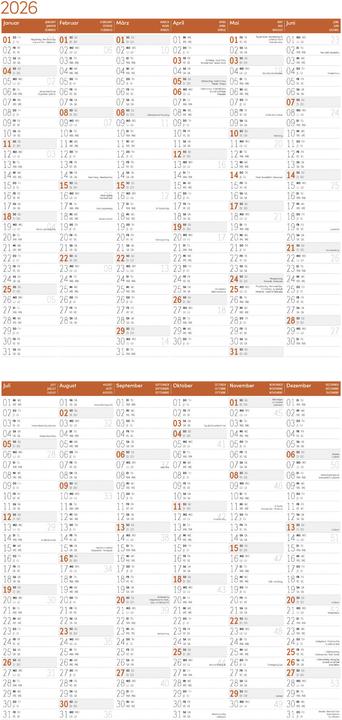 Valeurs nutritives et ingrédients Elefanten Kalender 2026 - 30x30 (30 x 30 cm, Couverture rigide, Français, Anglais, Allemand)