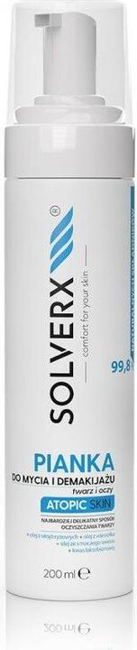Actual product image Solverx Atopic Skin Face Cleanser And Make-Up Removal Foam And Eyes For Atopic Skin 200Ml (Cleansing Foam, 200 ml)