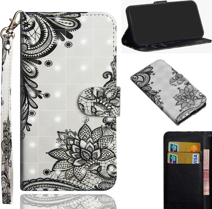 Actual product image Cover-Discount Galaxy A42 - case glitter effect flowers black (Samsung Galaxy A42 5G)