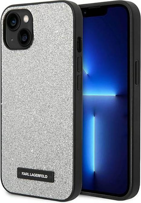 Actual product image Karl Lagerfeld KLHCP14MG2ELS iPhone 14 Plus 6.7" hardcase silver / silver Glitter Plaque Logo (Apple iPhone 14 Plus)